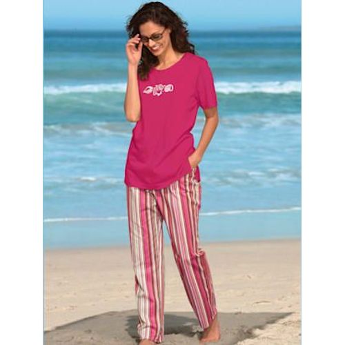 T-Shirt Manches Courtes Col Rond Imprimé Coquillages - - Framboise
