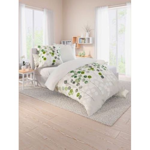 Linge De Lit Flanelle Fine Douce - - Blanc-Vert