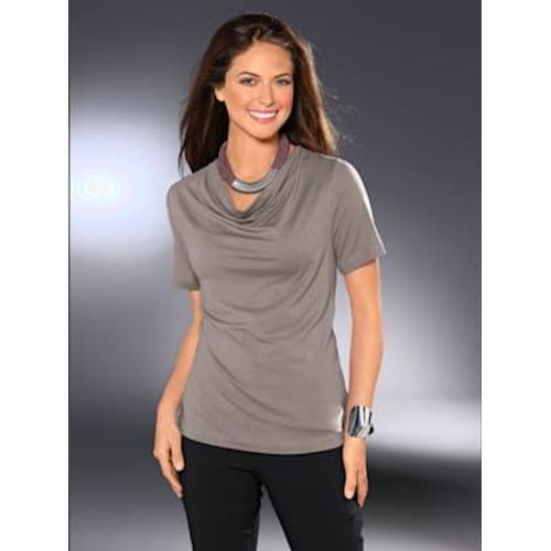 T-Shirt Féminin Élégant Col Bénitier - - Taupe