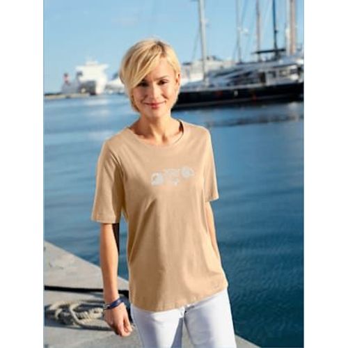 T-Shirt Manches Courtes Col Rond Imprimé Coquillages - - Beige