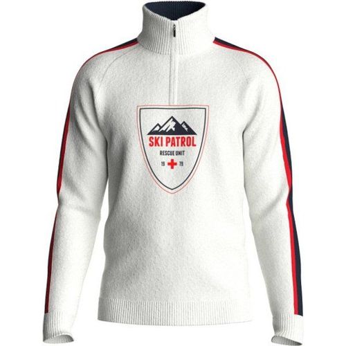 Afterski Sweater Pull En Laine Mérinos Taille L, Blanc/Gris