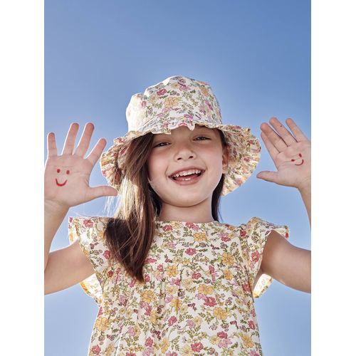 Blouse Imprimée Fille Manches Courtes À Volants Orange Imprimé