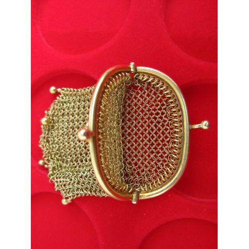 Ancienne Aumônière Française, Porte-Monnaie (Pour Louis D’Or), En Or 18 Carats, État Neuf