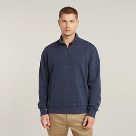 Pull Washed Half Zip Relaxed - Bleu Foncé - Hommes
