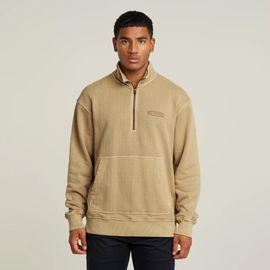 Pull Washed Half Zip Relaxed - Beige - Hommes
