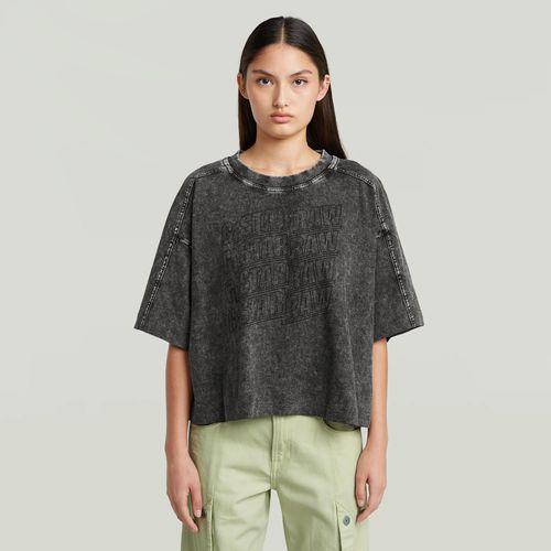 T-Shirt Washed Multi Logo Oversized - Gris - Femmes