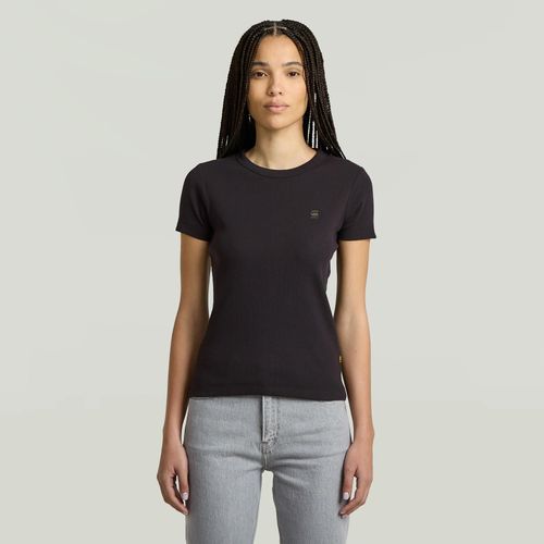 T-Shirt Rib Cap Sleeve - Noir - Femmes