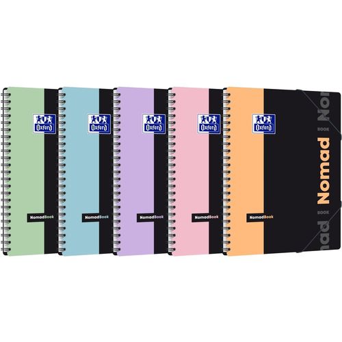 Oxford Lot De 5 Etudiants Cahier Nomadbook Pastel, A4+, Quadrillé