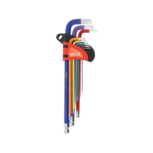 9 CLES MALES S2 COULEUR 6 PANS BTR, ALLEN, CHC TETE SPHERIQUE DE 1.5 A 10 mm