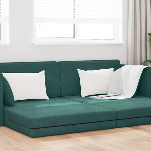 Vidaxl Canapé-Lit De Sol 2 En 1 Vert Foncé 213x144x60 Cm Velours