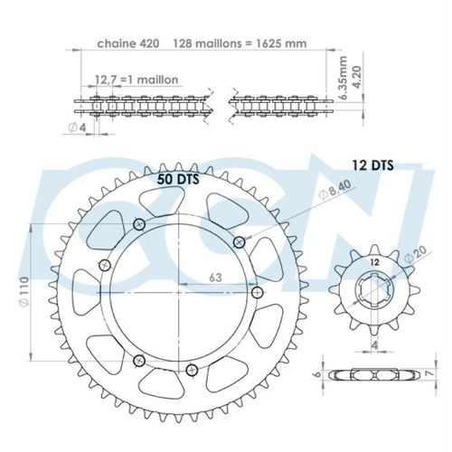 Kit Chaîne Afam Pour Moto Suzuki 50 Rmx 1996 À 2003 15x50 Pas 420 Neuf