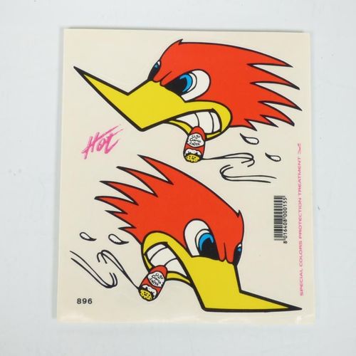 2 Autocollant Stickers Woody Woodpecker Pour Moto Scooter Cyclo Mobylette Scoot Mob