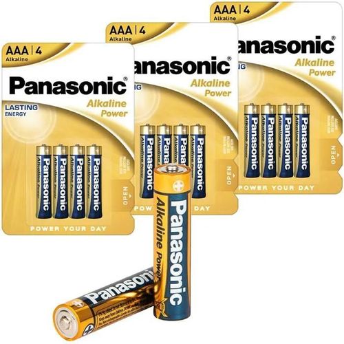 PANASONIC ALCALINA LR-3 AAA PILES ALCAÏQUES 12 PIÈCES