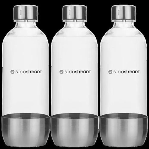 3x BOUTEILLE SATURATEUR SODASTREAM ARGENT 1L ACIER MÉTAL SANS BPA