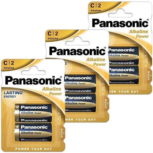 6x PILE ALCALINE ORIGINALE PANASONIC POWER C LR14 R14