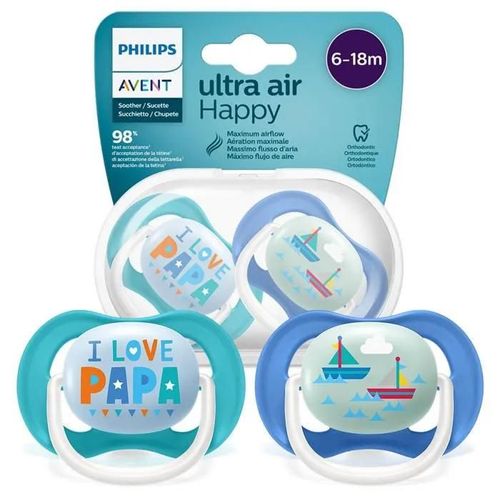 Avent Tétine Ultra Air Happy 6-18 M I Love Papa