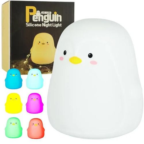 Veilleuse Enfant Silicone Tactile Douce Led Blanche Rgb Pingouin