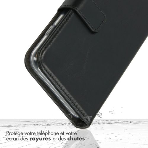Selencia Étui Portefeuille En Cuir Véritable Samsung Galaxy S25 Edge Noir