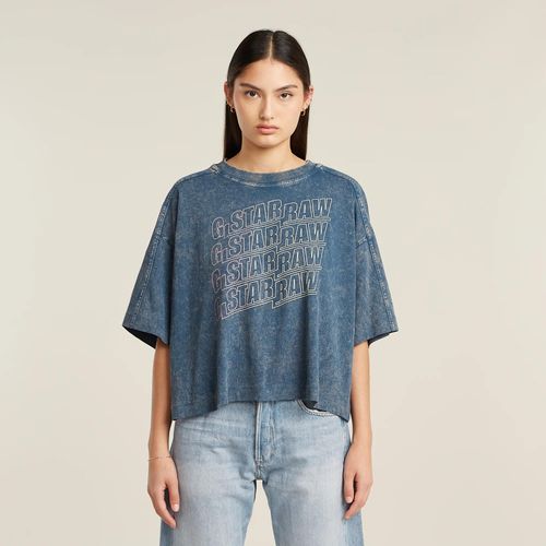 T-Shirt Washed Multi Logo Oversized - Bleu Moyen - Femmes