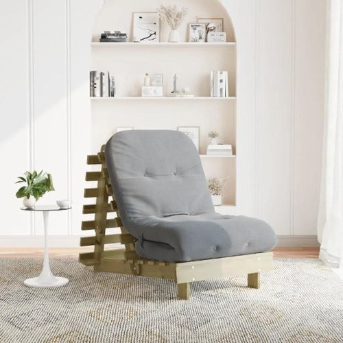 Canapé-Lit Futon Avec Matelas 70x206x11 Cm Bois De Pin Imprégné