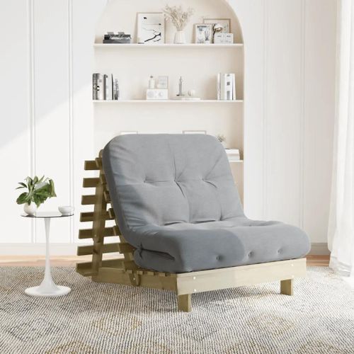 Canapé-Lit Futon Avec Matelas 80x206x11 Cm Bois De Pin Imprégné