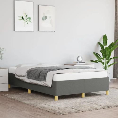 Cadre De Lit Sans Matelas Gris Foncé 120x190 Cm Tissu