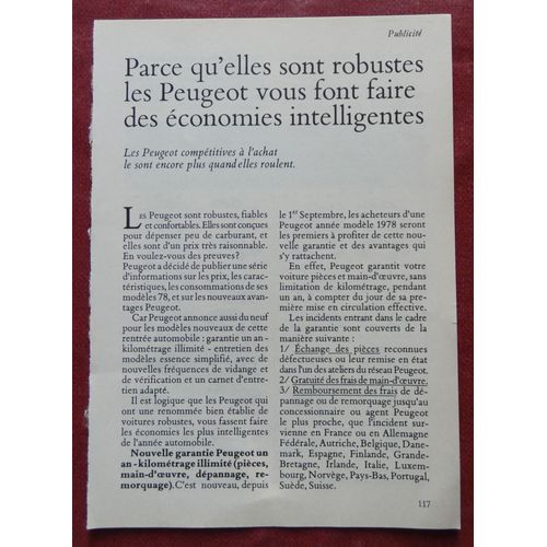 Publicité Vintage Années 70 Gamme Peugeot (104, 304, 504, 604) Six Pages 13 X 18,5 Cm