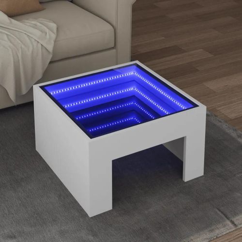 Table Basse Avec Led Infini Blanc 50x50x30 Cm