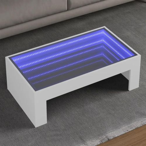 Table Basse Avec Led Infini Blanc 90x50x30 Cm