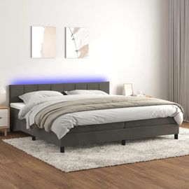 Sommier À Lattes De Lit Avec Matelas Led Gris Foncé 200x200 Cm