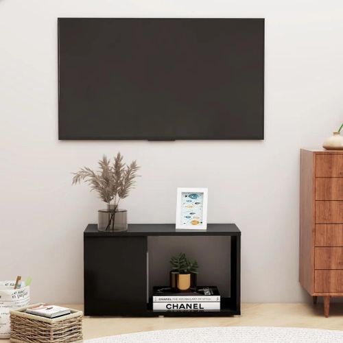 Meuble Tv Noir 60x24x32 Cm Bois D'ingénierie