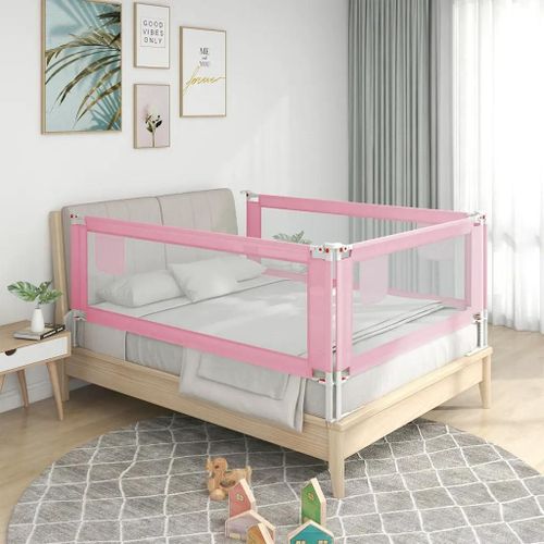 Barrière De Sécurité De Lit Enfant Rose 90x25 Cm Tissu
