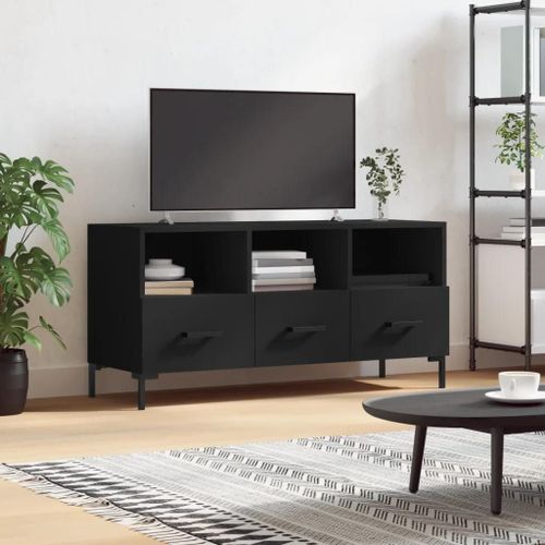 Meuble Tv Noir 102x36x50 Cm Bois D'ingénierie