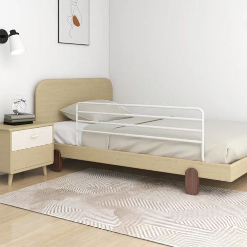 Barrière De Sécurité De Lit D'enfant Blanc (76-137)X55 Cm Fer