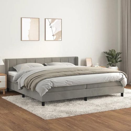 Sommier À Lattes De Lit Et Matelas Gris Clair 200x200cm Velours