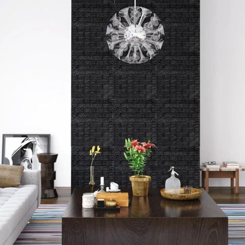 Papier peint 3D autoadhésif Briques 10 pcs Noir