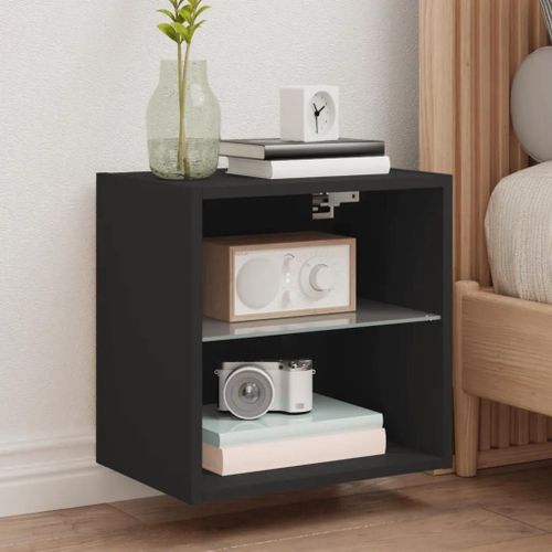 Table De Chevet Murale Avec Lumières Led Noir