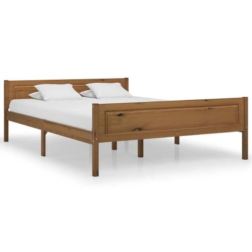 Cadre De Lit Sans Matelas Pin Massif Marron Miel 120x200 Cm