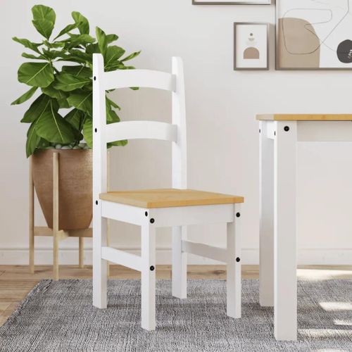 Chaises À Manger Lot De 2 Blanc 40x46x99 Cm Bois Massif De Pin