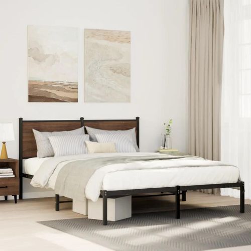 Cadre De Lit En Métal Sans Matelas Chêne Fumé 140x200 Cm