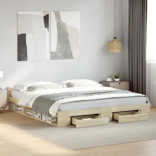 Cadre De Lit Avec Tiroirs Sans Matelas Chêne Sonoma 200x200 Cm