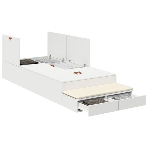 Cadre De Lit De Rangement Blanc 90x200 Cm