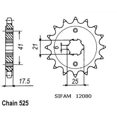 Pignon De Sortie De Boite Sifam Pour Moto Honda 500 Gb Club Man 1991 À 1993 Neuf