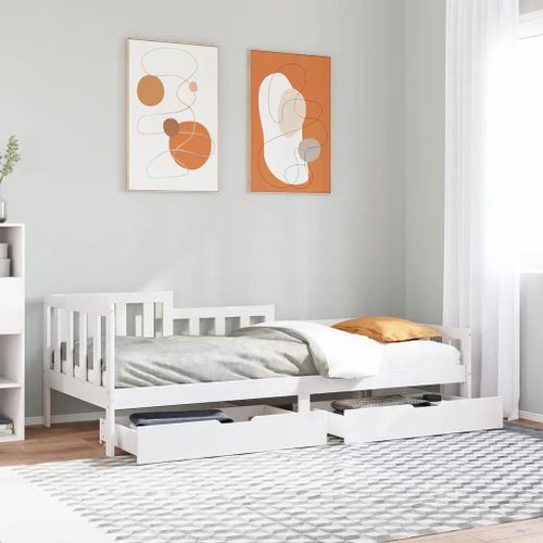 Lit De Jour Avec Tiroirs Sans Matelas 90x190 Cm Bois Massif