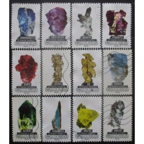 France Autoadhésif Série N°1218 Au 1229 Monde Minéral Oblitérés