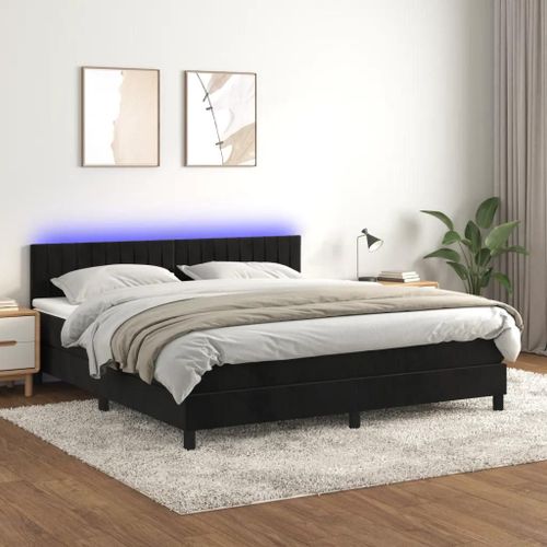 Sommier À Lattes De Lit Avec Matelas Et Led Noir 180x200 Cm