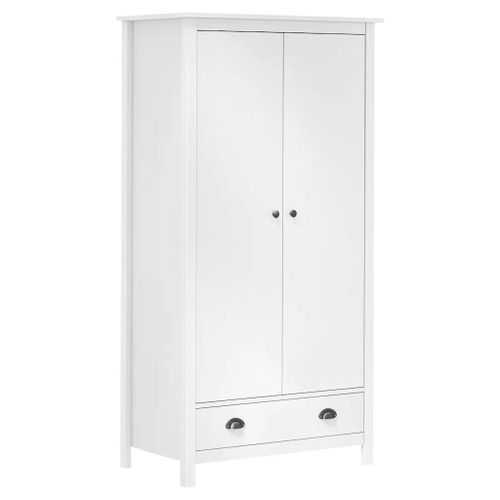Garde-Robe À 2 Portes Hill Blanc 89x50x170cm Bois De Pin Solide