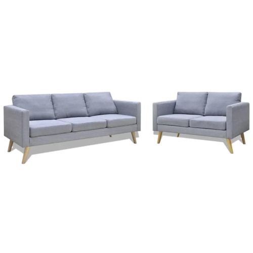Ensemble De Canapés À 2 Places Et À 3 Places Tissu Gris Clair