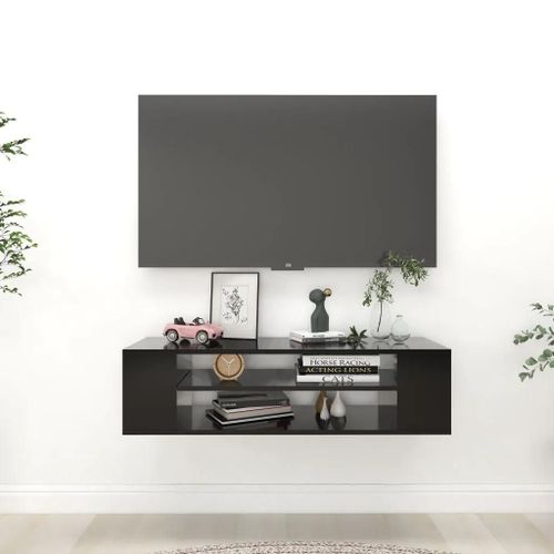 Meuble Tv Suspendu Noir 100x30x26,5 Cm Bois D¿Ingénierie