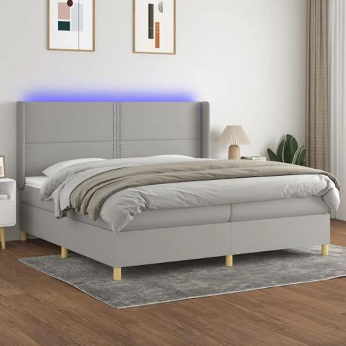 Sommier À Lattes De Lit Matelas Led Gris Clair 200x200 Cm Tissu